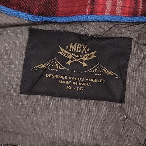 MBX Tartan Flannel Button Up Shirt Mens Size Extra Large XL Red Black - Picture 3 of 10
